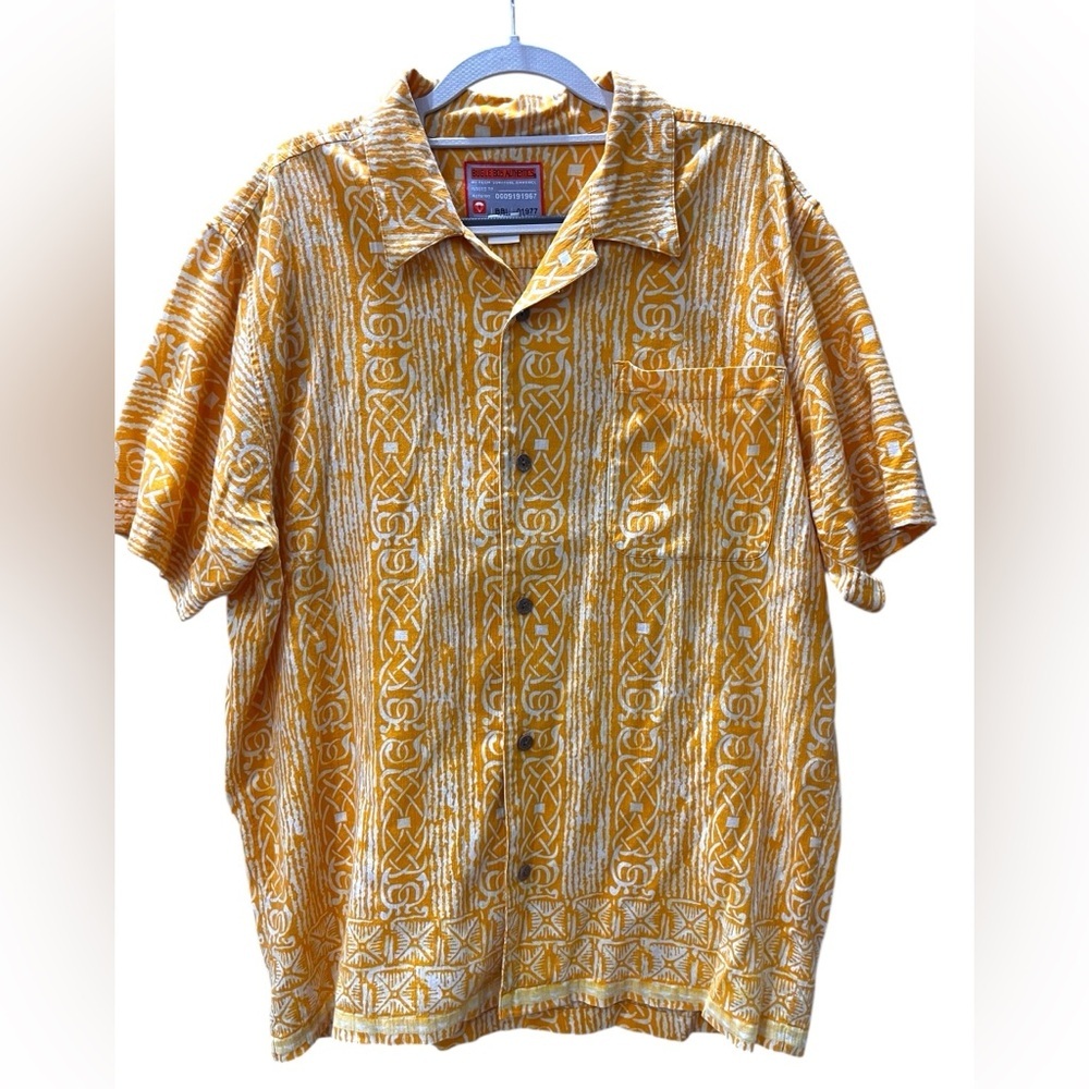 Miami vice grunge yellow all over print Bugle boy oversized button down shirt-M